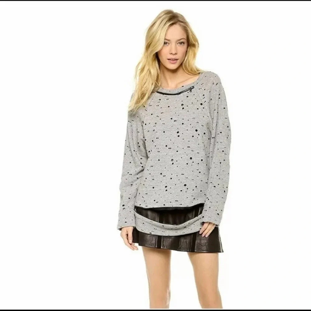 Robert Rodriguez Sweatshirt Womens Extra Small XS Gray Distressed Top Ladies